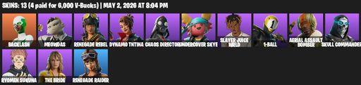 [PC/XBOX] | 13 skins | Renegade Raider | Backlash | Meowdas | Renegade Rebel | Dynamo TNTina | Chaos Director | Undercover Skye | Slayer Juice WRLD | Full Access