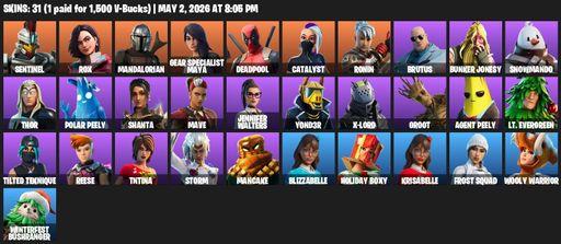 [PC/PSN/XBOX] | 31 skins | Sentinel | Rox | Mandalorian | Gear Specialist Maya | Deadpool | Catalyst | Ronin | Brutus | Bunker Jonesy | Snowmando | Full Access