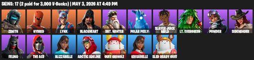[PC/PSN/XBOX] | 17 skins | Zenith | Hybrid | Lynx | Blackheart | Sgt. Winter | Polar Peely | Slayer Juice WRLD | Lt. Evergreen | Powder | Sidewinder | Full Access