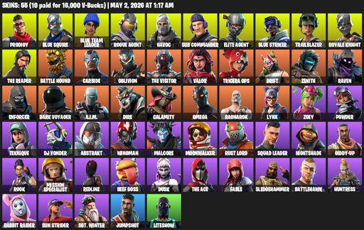 [PC/PSN/XBOX] | 55 skins | Take The L | Royale Knight | The Reaper | Elite Agent | Blue Squire | Omega | Prodigy | Blue Team Leader | Rogue Agent | Full Access