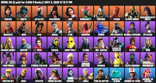[PC/PSN/XBOX] | 50 skins | Sorana | Zenith | Catalyst | Blackheart | Rox | Singularity | Sentinel | Hybrid | Ultima Knight | Gear Specialist Maya | Full Access