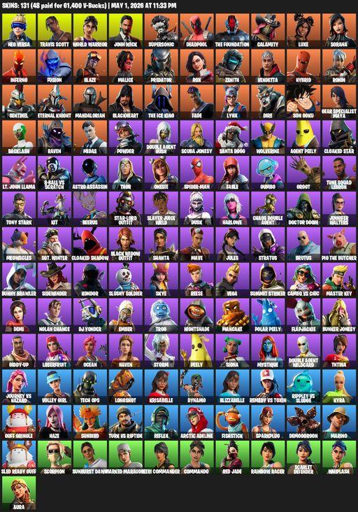 [PC/XBOX] | 131 skins | 850 V-bucks | Travis Scott | Neo Versa | World Warrior | John Wick | Supersonic | Deadpool | The Foundation | Calamity | Luxe | Full Access
