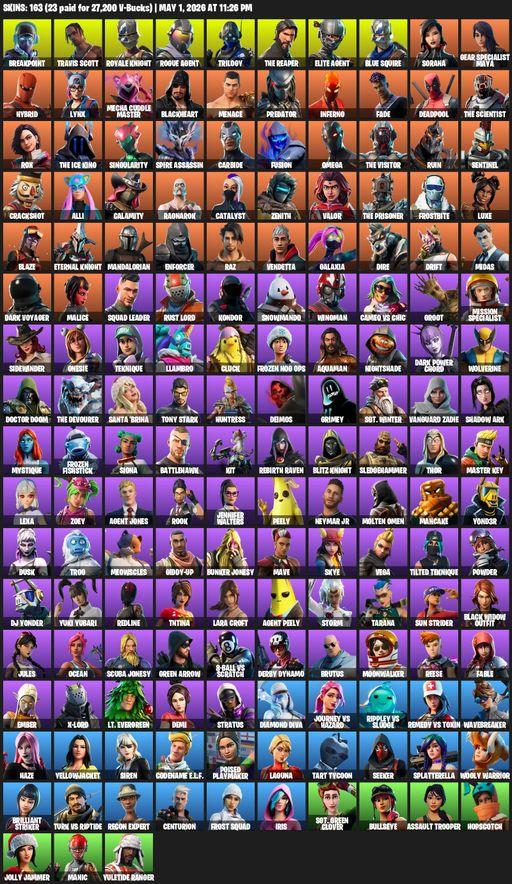 [PC/PSN/XBOX] | 163 skins | Leviathan Axe | Take The L | Floss | Travis Scott | Royale Knight | The Reaper | Elite Agent | Blue Squire | Omega | Full Access