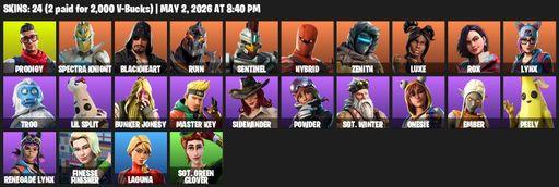 [PC/XBOX] | 24 skins | Prodigy | Spectra Knight | Blackheart | Ruin | Sentinel | Hybrid | Zenith | Luxe | Rox | Lynx | Trog | Lil Split | Full Access