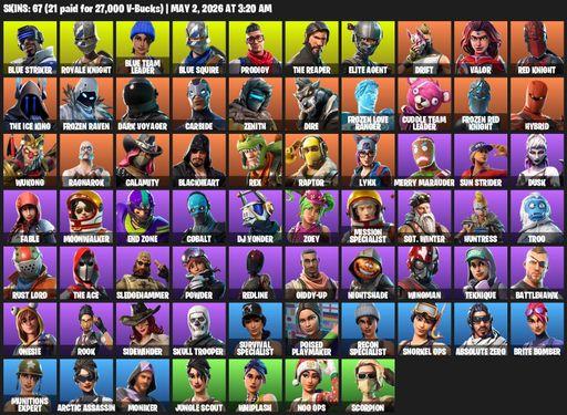 [PC/PSN/XBOX] | 67 skins | Floss | Take The L | Royale Knight | The Reaper | Elite Agent | Blue Squire | Blue Striker | Blue Team Leader | Prodigy | Full Access