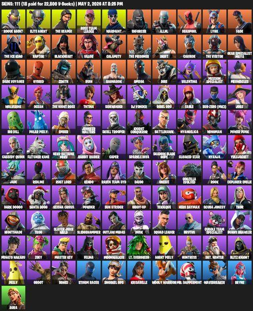 [PC/PSN/XBOX] | 111 skins | Take The L | OG STW | The Reaper | Elite Agent | Omega | Rogue Agent | Rose Team Leader | Warpaint | Enforcer | A.I.M. | Full Access