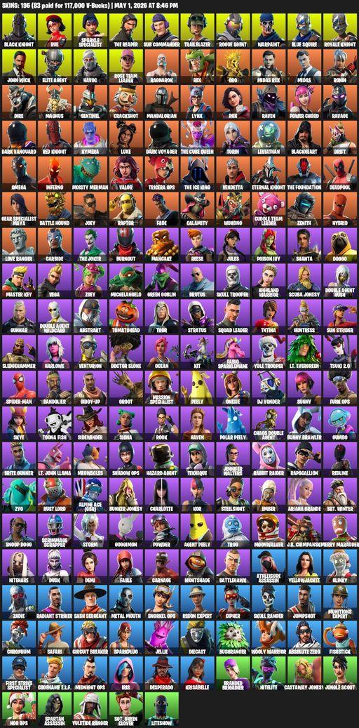 [PC] | 195 skins | Take The L | Floss | OG STW | Black Knight | Sparkle Specialist | Royale Knight | The Reaper | Elite Agent | Blue Squire | Omega | Full Access
