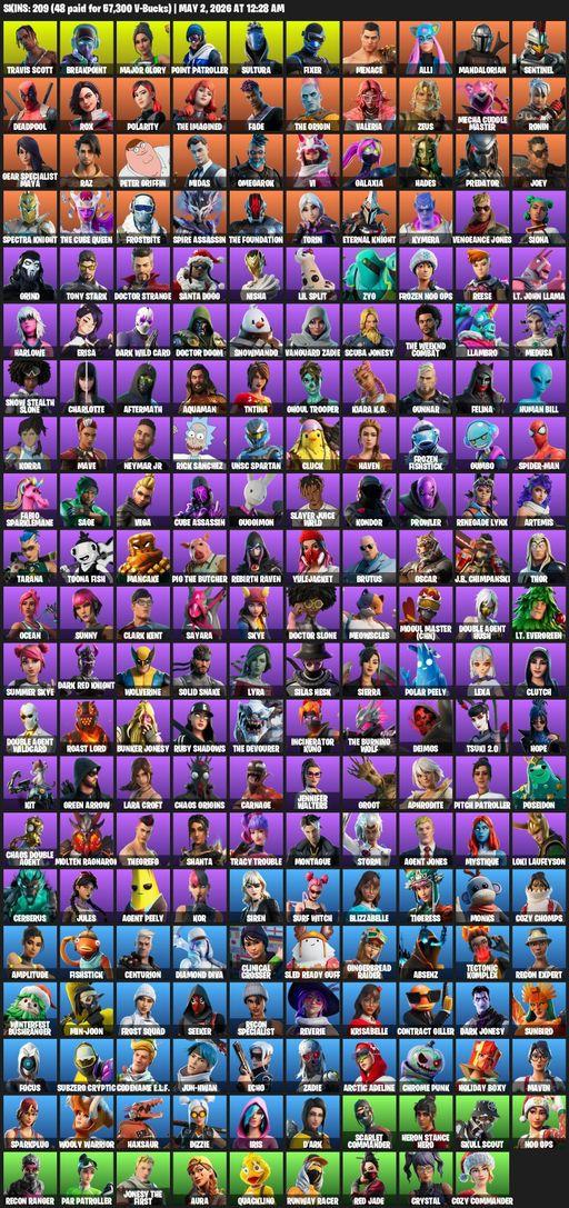 [PC/PSN/XBOX] | 209 skins | Leviathan Axe | Travis Scott | Lara Croft | Breakpoint | Major Glory | Point Patroller | Sultura | Fixer | Menace | Alli | Full Access
