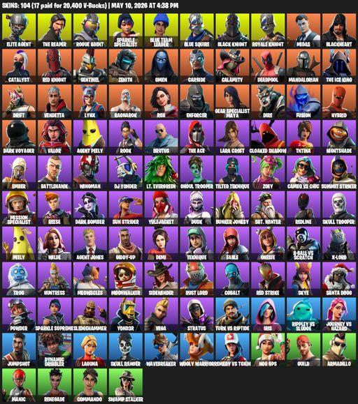 [PC/PSN/XBOX] | 104 skins | Floss | Take The L | Black Knight | Sparkle Specialist | Royale Knight | The Reaper | Elite Agent | Blue Squire | Full Access