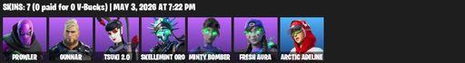 [PC/PSN/XBOX] | 7 skins | Prowler | Gunnar | Tsuki 2.0 | Skellemint Oro | Minty Bomber | Fresh Aura | Arctic Adeline | Freshbreaker | Omni Sword | Full Access
