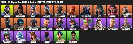 [PC/PSN/XBOX] | 26 skins | Omega | Xander | Blackheart | Lynx | Carbide | The Prisoner | Hybrid | The Ice King | Fate | Valor | Drift | Zenith | Full Access