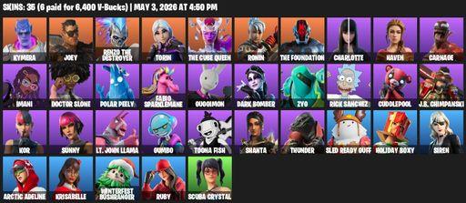 [PC/XBOX] | 35 skins | Kymera | Joey | Renzo the Destroyer | Torin | The Cube Queen | Ronin | The Foundation | Charlotte | Haven | Carnage | Imani | Full Access