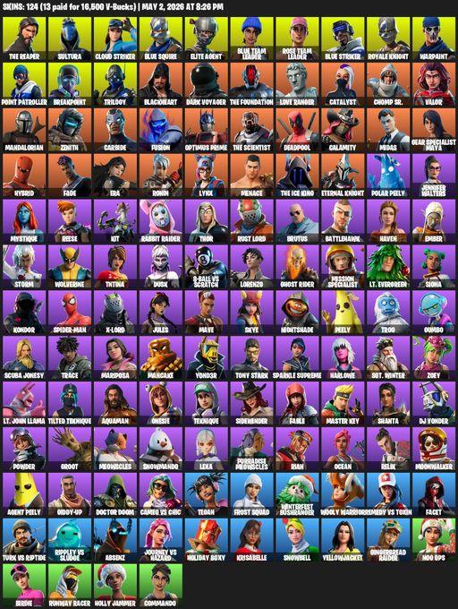 [PC] | 124 skins | Take The L | OG STW | Royale Knight | The Reaper | Elite Agent | Blue Squire | Sultura | Cloud Striker | Blue Team Leader | Full Access