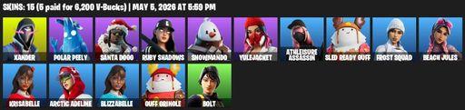 [PC/XBOX] | 15 skins | Xander | Polar Peely | Santa Dogg | Ruby Shadows | Snowmando | Yulejacket | Athleisure Assassin | Sled Ready Guff | Frost Squad | Full Access