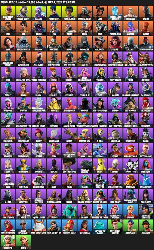 [PC/PSN/XBOX] | 152 skins | 3000 V-bucks | Leviathan Axe | OG STW | Galaxy | Omega | Lara Croft | Rose Team Leader | Rogue Agent | Warpaint | Full Access