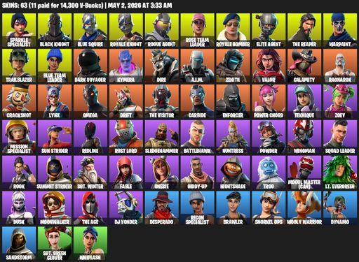 [PC/PSN/XBOX] | 63 skins | Floss | Take The L | OG STW | Black Knight | Sparkle Specialist | Royale Knight | The Reaper | Elite Agent | Blue Squire | Full Access