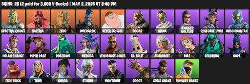 [PC/PSN] | 28 skins | Spectra Knight | Valeria | Zeus | Omegarok | Peter Griffin | Oscar | Nisha | Jennifer Walters | Renegade Lynx | UNSC Spartan | Full Access