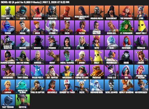 [PC/PSN/XBOX] | 62 skins | Eon | Zenith | Deadpool | Predator | Hybrid | Gear Specialist Maya | Mandalorian | Blackheart | The Imagined | Lynx | Full Access