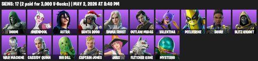 [PC/PSN/XBOX] | 17 skins | Doom | Gwenpool | Astra | Santa Dogg | Emma Frost | Outlaw Midas | Valentina | Peelverine | Shuri | Blitz Knight | Full Access