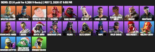 [PC/XBOX] | 23 skins | Spectra Knight | Omegarok | Peter Griffin | Valeria | Dark Doggo | Lil Split | Lionel Messi | Slayer Juice WRLD | Oscar | Full Access