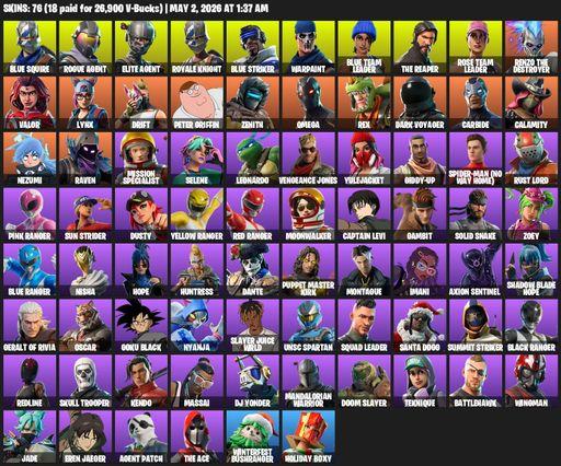 [PC/PSN/XBOX] | 76 skins | Take The L | OG STW | Royale Knight | The Reaper | Elite Agent | Blue Squire | Omega | Rogue Agent | Blue Striker | Full Access