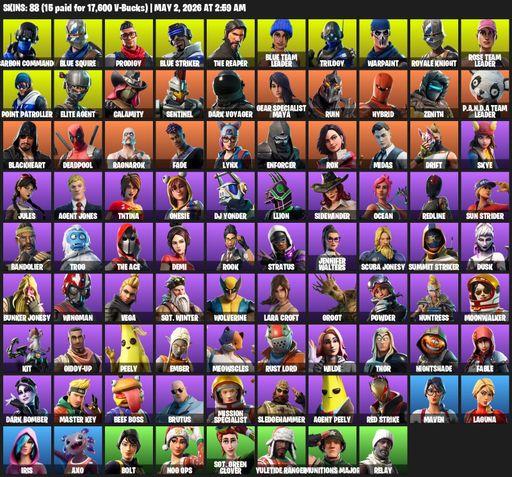 [PC/PSN/XBOX] | 88 skins | Take The L | OG STW | Royale Knight | The Reaper | Elite Agent | Blue Squire | Lara Croft | Carbon Commando | Prodigy | Full Access