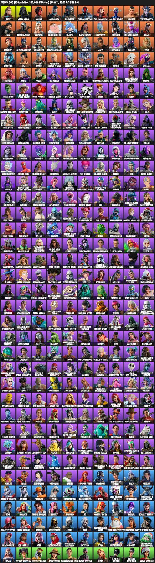 [PC/PSN/XBOX] | 360 skins | Lara Croft | Aloy | Darth Vader | Malice | Omegarok | Predator | The Foundation | The Imagined | Galaxy Scout | Menace | Full Access