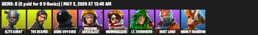 [PC/PSN/XBOX] | 8 skins | Take The L | The Reaper | Elite Agent | Dark Voyager | Mission Specialist | Moonwalker | Lt. Evergreen | Rust Lord | Full Access