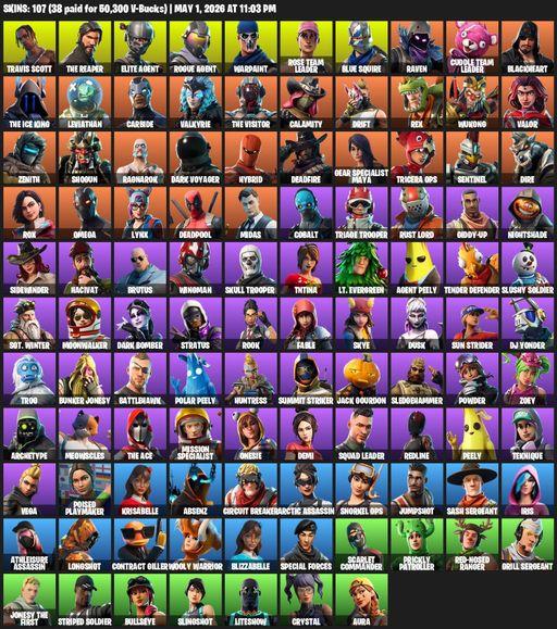 [PC/PSN] | 107 skins | Take The L | OG STW | Travis Scott | The Reaper | Elite Agent | Blue Squire | Omega | Rogue Agent | Warpaint | Rose Team Leader | Full Access