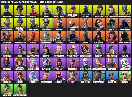 [PC/PSN/XBOX] | 62 skins | Take The L | OG STW | Royale Knight | The Reaper | Elite Agent | Blue Squire | Omega | Warpaint | Trailblazer | Prodigy | Full Access