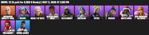 [PC/PSN] | 12 skins | Paradigm (Reality-659) | Selene | Geralt of Rivia | Slayer Juice WRLD | Blitz Knight | Katalina | Bytes | Massai | Santa Dogg | Full Access