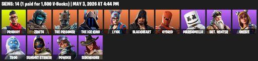 [PC/PSN/XBOX] | 14 skins | Prodigy | Zenith | The Prisoner | The Ice King | Lynx | Blackheart | Hybrid | Marshmello | Sgt. Winter | Onesie | Trog | Full Access