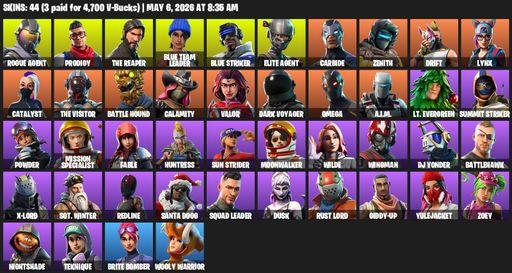 [PC/XBOX] | 44 skins | Take The L | The Reaper | Elite Agent | Omega | Reaper Axe | Rogue Agent | Prodigy | Blue Team Leader | Blue Striker | Carbide | Full Access