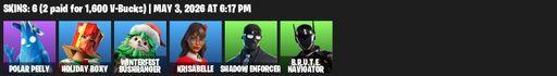 [PC/PSN/XBOX] | 6 skins | Polar Peely | Holiday Boxy | Winterfest Bushranger | Krisabelle | SHADOW Enforcer | B.R.U.T.E. Navigator | Full Access