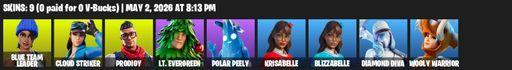 [PC/XBOX] | 9 skins | Blue Team Leader | Cloud Striker | Prodigy | Lt. Evergreen | Polar Peely | Krisabelle | Blizzabelle | Diamond Diva | Full Access