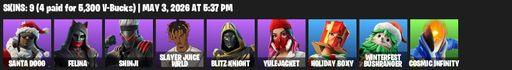[PC/PSN/XBOX] | 9 skins | Santa Dogg | Felina | Shinji | Slayer Juice WRLD | Blitz Knight | Yulejacket | Holiday Boxy | Winterfest Bushranger | Full Access