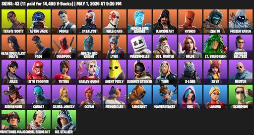 [PC/PSN/XBOX] | 43 skins | Travis Scott | Astro Jack | Midas | Catalyst | Wild Card | Frozen Love Ranger | Blackheart | Hybrid | Zenith | Frozen Raven | Full Access