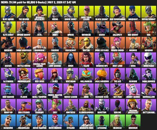 [PC/PSN/XBOX] | 79 skins | Floss | Take The L | OG STW | Black Knight | Sparkle Specialist | Royale Knight | The Reaper | Elite Agent | Blue Squire | Full Access