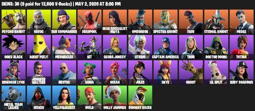[PC/PSN/XBOX] | 36 skins | Psycho Bandit | Havoc | Sub Commander | Deadpool | Gear Specialist Maya | Omegarok | Spectra Knight | Fade | Eternal Knight | Full Access