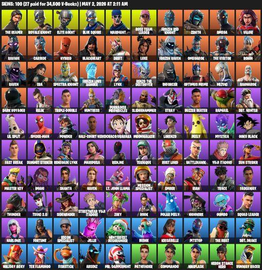 [PC/PSN] | 100 skins | Take The L | OG STW | Royale Knight | The Reaper | Elite Agent | Blue Squire | Omega | Warpaint | Rose Team Leader | Full Access