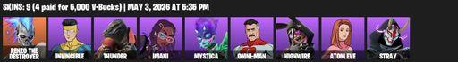 [PC/PSN/XBOX] | 9 skins | Renzo the Destroyer | Invincible | Thunder | Imani | Mystica | Omni-Man | Highwire | Atom Eve | Stray | Full Access