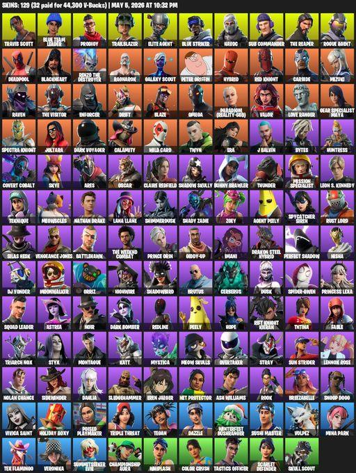 [PC/XBOX] | 129 skins | Take The L | Travis Scott | The Reaper | Elite Agent | Omega | Blue Team Leader | Prodigy | Trailblazer | Blue Striker | Havoc | Full Access