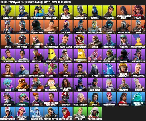 [PC/XBOX] | 77 skins | Floss | Take The L | Sparkle Specialist | Royale Knight | The Reaper | Elite Agent | Blue Squire | Omega | Cloud Striker | Full Access
