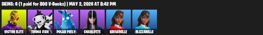 [PC/PSN/XBOX] | 6 skins | 700 V-bucks | Victor Elite | Toona Fish | Polar Peely | Charlotte | Krisabelle | Blizzabelle | Blade of the Waning Moon | Full Access