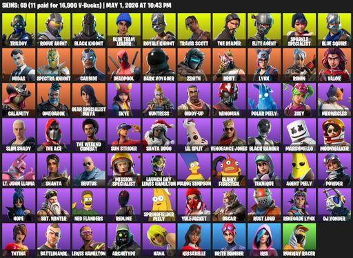 [PC] | 69 skins | Take The L | Floss | Black Knight | Travis Scott | Sparkle Specialist | Royale Knight | The Reaper | Elite Agent | Blue Squire | Full Access