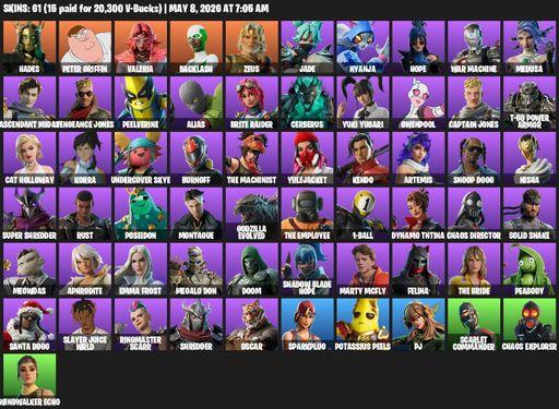 [PC/PSN] | 61 skins | Hades | Peter Griffin | Valeria | Backlash | Zeus | Jade | Nyanja | Hope | War Machine | Medusa | Ascendant Midas | Full Access
