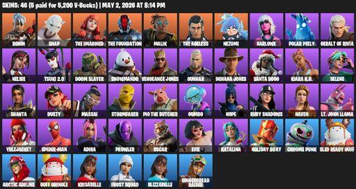 [PC/PSN/XBOX] | 46 skins | Ronin | Snap | The Imagined | The Foundation | Malik | The Ageless | Nezumi | Harlowe | Polar Peely | Geralt of Rivia | Full Access
