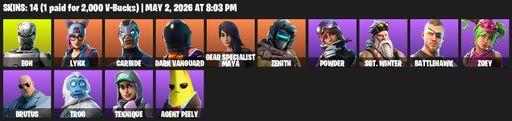 [PC/PSN/XBOX] | 14 skins | 1700 V-bucks | Eon | Lynx | Carbide | Dark Vanguard | Gear Specialist Maya | Zenith | Powder | Sgt. Winter | Battlehawk | Full Access