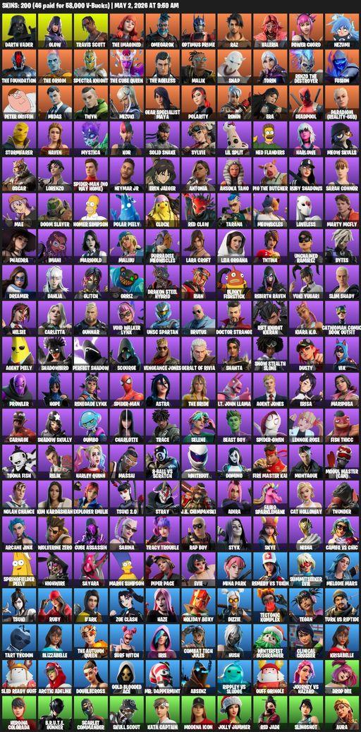 [PC/PSN/XBOX] | 200 skins | Travis Scott | Lara Croft | Darth Vader | Glow | The Imagined | Omegarok | Optimus Prime | Raz | Valeria | Power Chord | Full Access