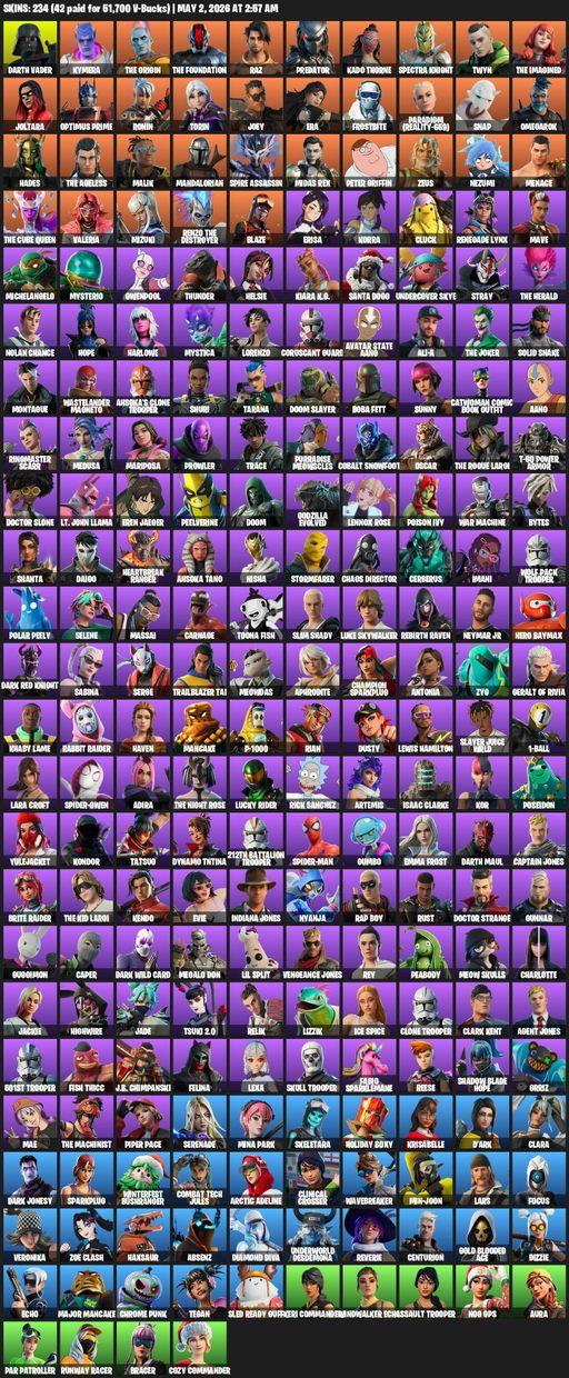 [PC/PSN/XBOX] | 234 skins | Lara Croft | Darth Vader | Kymera | The Origin | The Foundation | Raz | Predator | Kado Thorne | Spectra Knight | Twyn | Full Access